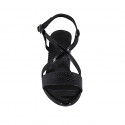 Sandale pour femmes en cuir verni imprimé noir talon 7 - Pointures disponibles:  43, 44
