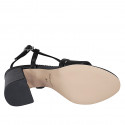 Sandale pour femmes en cuir verni imprimé noir talon 7 - Pointures disponibles:  43, 44