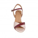 Woman's strap sandal in nude and maroon patent leather heel 7 - Available sizes:  44, 45