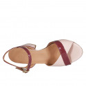 Sandale pour femmes en cuir verni nue et bordeaux avec courroie talon 7 - Pointures disponibles:  44, 45