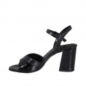 Sandalo da donna con cinturino in vernice e vernice stampata nera tacco 7 - Misure disponibili: 43, 46