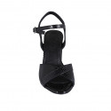 Sandalia para mujer en charol y charol imprimido negro con cinturon tacon 7 - Tallas disponibles:  43, 46