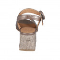 Sandalia para mujer con cinturon en piel laminada cobrizo tacon 5 - Tallas disponibles:  31, 42