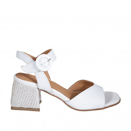 Sandale pour femmes avec courroie en cuir blanc talon 5 - Pointures disponibles: 43, 44, 46
