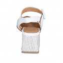 Woman's sandal with strap in white leather heel 5 - Available sizes:  31, 43, 44, 45, 46