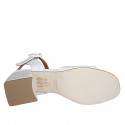 Woman's sandal with strap in white leather heel 5 - Available sizes:  31, 43, 44, 45, 46