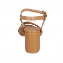 Sandalia con cinturon para mujer en piel cognac tacon 7 - Tallas disponibles:  31, 42, 43