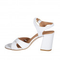 Sandalo da donna in pelle bianca con cinturino tacco 7 - Misure disponibili: 43, 44, 45, 46
