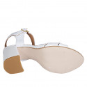 Sandale pour femmes en cuir blanc avec courroie talon 7 - Pointures disponibles:  43, 44, 45, 46