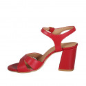 Woman's sandal with strap in red leather heel 7 - Available sizes:  32, 42, 43, 44, 45