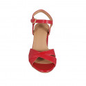 Sandalo da donna in pelle rossa con cinturino tacco 7 - Misure disponibili: 32, 42, 43, 44, 45