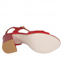 Sandalia para mujer en piel roja con cinturon tacon 7 - Tallas disponibles:  32, 42, 43, 44, 45