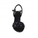 Sandale pour femmes en cuir et cuir imprimé noir avec courroie talon 7 - Pointures disponibles:  31, 32, 34, 43, 44, 45
