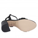 Woman's sandal with strap in black leather and printed leather heel 7 - Available sizes:  31, 32, 43, 44, 45