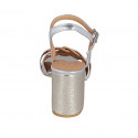 Sandale pour femmes avec courroie en cuir lamé platine et argent talon 7 - Pointures disponibles:  43, 44, 45, 46