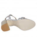 Sandale pour femmes avec courroie en cuir lamé platine et argent talon 7 - Pointures disponibles:  43, 44, 45, 46