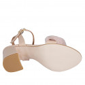 Woman's strap sandal in nude patent leather and fake fur heel 7 - Available sizes:  31, 34, 42, 43, 44, 45, 46