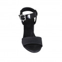 Sandalia para mujer con cinturon al tobillo en piel y charol negro tacon 7 - Tallas disponibles:  32, 42, 43, 44