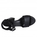 Sandalia para mujer con cinturon al tobillo en piel y charol negro tacon 7 - Tallas disponibles:  32, 33, 34, 42, 43, 44, 45