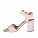 Sandalia para mujer con cinturon al tobillo en piel y charol rosa tacon 7 - Tallas disponibles:  31, 33, 34, 43, 44, 45