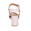 Woman's ankle strap sandal in rose leather and patent leather heel 7 - Available sizes:  33, 34, 43, 44, 45