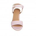 Sandale pour femmes avec courroie à la cheville en cuir et cuir verni rose talon 7 - Pointures disponibles:  33, 34, 43, 44, 45