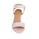 Sandalia para mujer con cinturon al tobillo en piel y charol rosa tacon 7 - Tallas disponibles:  31, 33, 34, 43, 44, 45