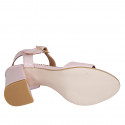 Sandalia para mujer con cinturon al tobillo en piel y charol rosa tacon 7 - Tallas disponibles:  31, 33, 34, 43, 44, 45