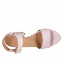 Sandalo da donna in pelle e vernice rosa con cinturino alla caviglia tacco 7 - Misure disponibili: 33, 34, 43, 44, 45
