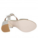 Sandale pour femmes avec courroie à la cheville en cuir et cuir imprimé camouflage platine talon 7 - Pointures disponibles:  42, 43, 45, 46