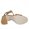 Sandale pour femmes avec courroie à la cheville en cuir cognac et cuir imprimé camouflage platine talon 7 - Pointures disponibles:  34, 42, 43, 44, 45