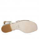 Woman's sandal in platinum laminated and printed leather heel 2 - Available sizes:  32, 33, 42, 43, 44