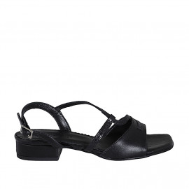 Woman's sandal in black laminated and printed leather heel 2 - Available sizes: 32, 33, 43, 44