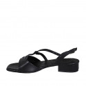 Woman's sandal in black laminated and printed leather heel 2 - Available sizes:  32, 33, 34, 42, 43, 44, 46