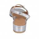 Sandalo da donna in pelle laminata e stampata argento tacco 2 - Misure disponibili: 32, 33, 34, 42