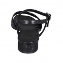 Sandale pour femmes en cuir noir avec courroie et talon recouvert 2 - Pointures disponibles:  42