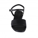 Sandale pour femmes en cuir noir avec courroie et talon recouvert 2 - Pointures disponibles:  42