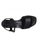 Sandale pour femmes en cuir noir avec courroie et talon recouvert 2 - Pointures disponibles:  34, 42, 44