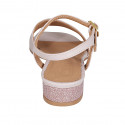 Woman's sandal in nude leather with strap and coated heel 2 - Available sizes:  32, 33, 43, 44, 46
