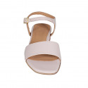 Woman's sandal in nude leather with strap and coated heel 2 - Available sizes:  32, 33, 44, 46