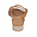 Sandalia para mujer en piel cognac con cinturon y tacon revestido 2 - Tallas disponibles:  32, 42, 43