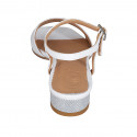 Sandale pour femmes en cuir blanc avec courroie et talon recouvert 2 - Pointures disponibles:  32, 43, 44