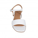 Woman's sandal in white leather with strap and coated heel 2 - Available sizes:  43, 44