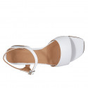 Woman's sandal in white leather with strap and coated heel 2 - Available sizes:  43, 44