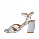 Sandale pour femmes avec courroie en cuir lamé argent talon 7 - Pointures disponibles:  31