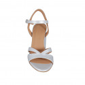 Woman's sandal in silver laminated leather with strap heel 7 - Available sizes:  31
