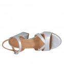 Woman's sandal in silver laminated leather with strap heel 7 - Available sizes:  31