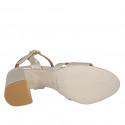 Sandalo da donna con cinturino in pelle laminata platino tacco 7 - Misure disponibili: 43, 44, 45