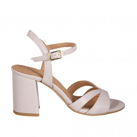 Sandale pour femmes en cuir nue avec courroie talon 7 - Pointures disponibles: 42, 43, 45