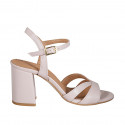 Woman's sandal with strap in nude leather heel 7 - Available sizes:  42, 43, 44, 45